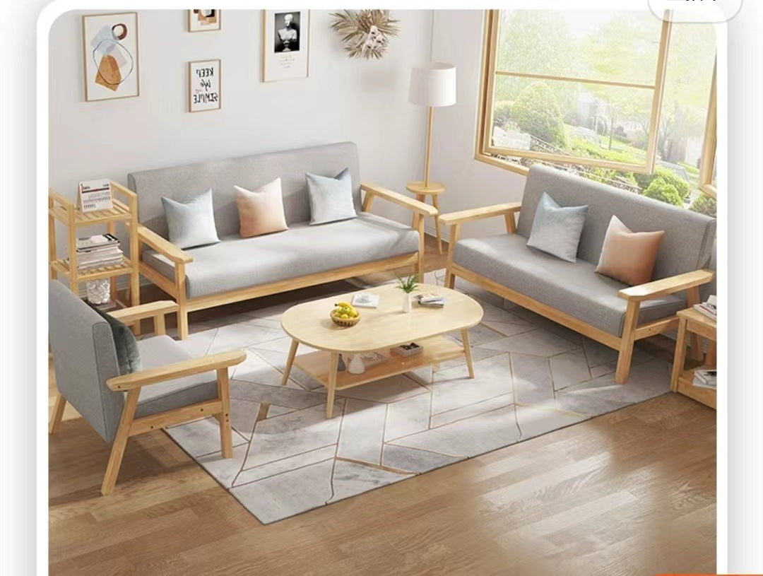 Multiple Variations Japanese-style sofa small apartment  chair with solid wood for rental and home use "