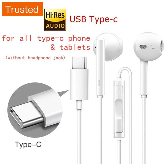 earphones Hi-Res Earphone USB TYPE C Earpiece Mic Volume Control earphones for all typec phone