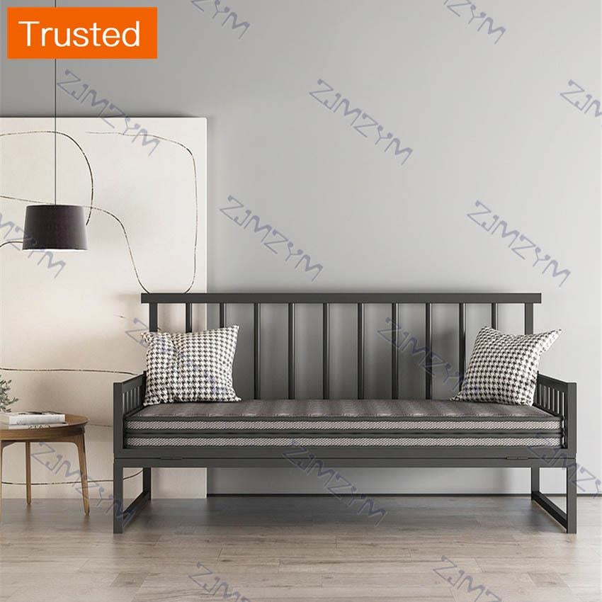 Multifuctional Daybed Frame With Headboard Foldable Iron Metal Sofa Bed Sofa Slats Platform Base Guest Room Bedroom Furniture