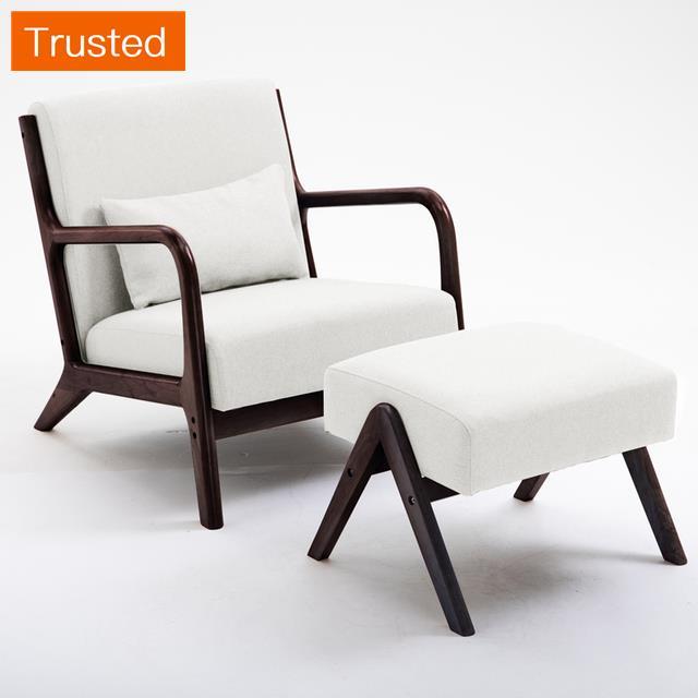 Multiple Variations Modern Solid Wood Fabric Living Room Sofas Lazy Chairs Nordic Single Sofa Chair Bedroom Leisure Room Sofa Furniture L