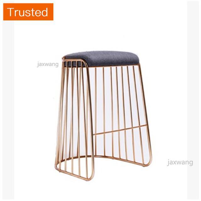 Multiple Variations Nordic Bar Stool Bar Chair Creative Coffee Dining Chair Gold High Stool Customized Living Room Chair Wrought Iron Soft Cushion