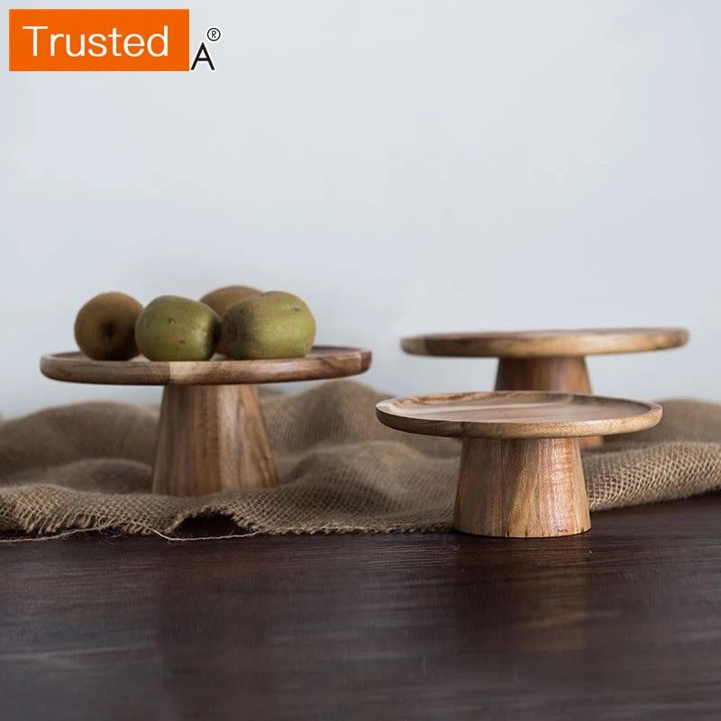 KEMORELA Cake Creative Food Dessert Eco Fruit Home Stand Natural Wood Photography Plate Serving Tray Wooden Tray