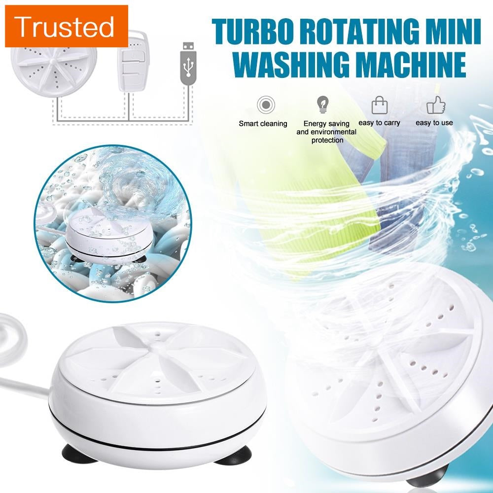 [Y]10W Ultrasonic Turbine Washing Machine Portable Mini Turbine Cleaning Machine Personal Rotating Ultrasonic Turbine Clothes Washer with USB Cable Convenient for Travel Home Business Trip Desktop Multipurpose Turbines Laundry for Sockings Underwear