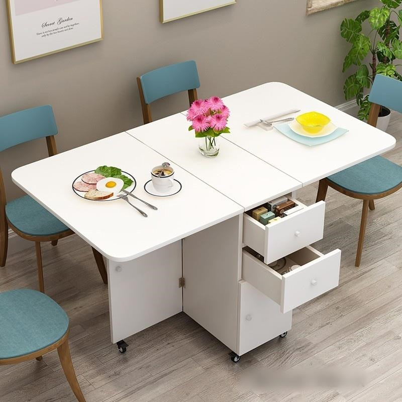 Multiple Variations Kelsey Space-saving Foldable Dining Table with Concealed Cabinets