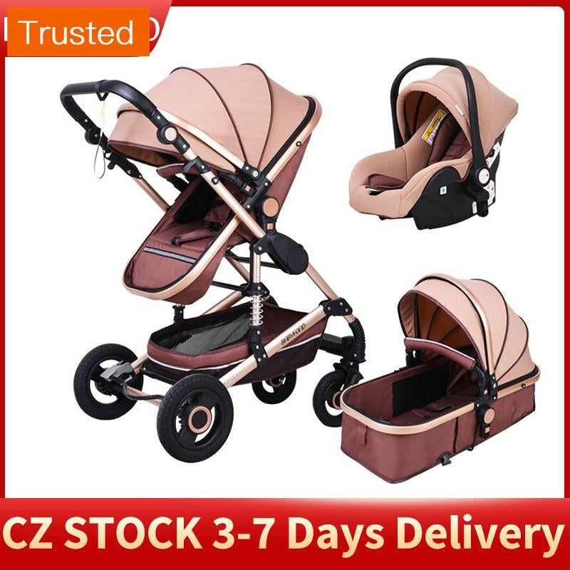 Multiple Variations Babyfond Luxury Baby Stroller 3 in 1 High Landscape Children Pram Fashion Carriage EU Design Cart Two Way Trolly For Car