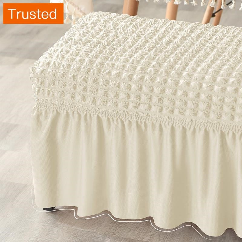 【14 Colors】3D Seersucker Bench Cover with Skirt Elastic Storage Stool Chair Cover Bench Cover Dust Cover Long Chair Cover Piano Bench Cover For Piano Bedroom Living Room Home Dector Ready Stock Chiclive