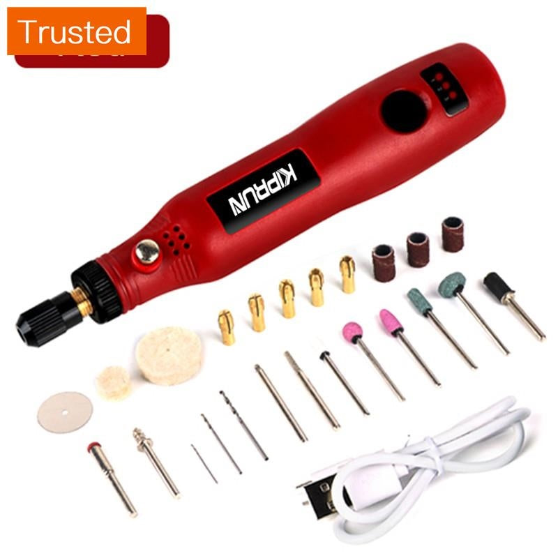 KIPRUN Mini Cordless Drill Power Tools Electric 3.6V Drill Grinder Grinding Accessories Set Wireless Engraving Pen For For Jewelry Glass Wood Cutting Grinding Polishing With HSS Saw Blade / Felt Wheel / Twisy Drill Bits / Grinding Stone