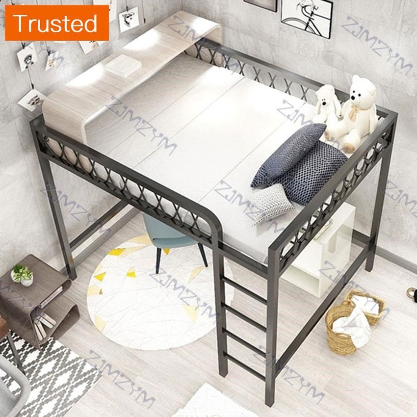 Multiple Variations Bunk Bed 120/150CM Multifunctional Single Dormitory Loft Home Bedroom Adult Teenage High Nap Bed With Ladder Twin Bed Iron Frame