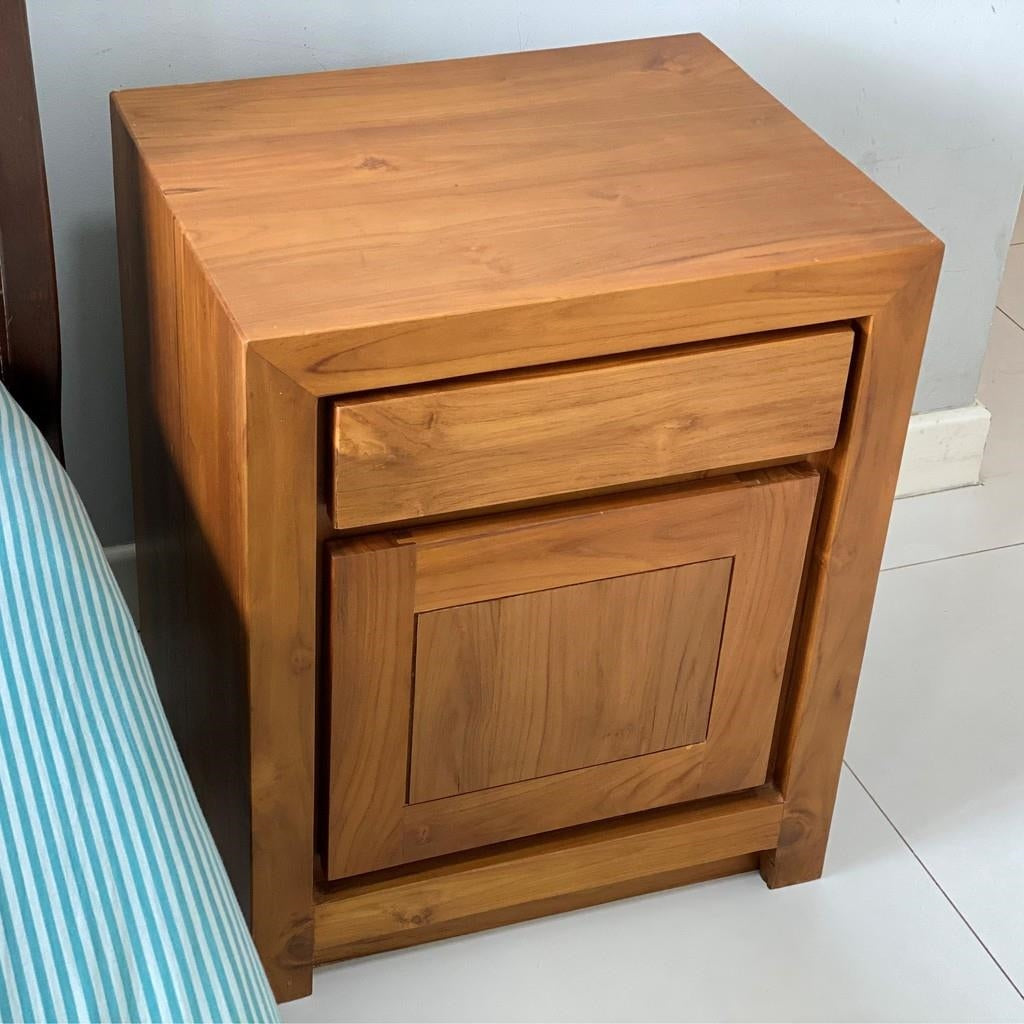 Multiple Variations Einfach Solid Wood Bedside Table with 2 Drawer - Hand Made Minimalist Wooden Teak Teakwood Furniture with Drawers