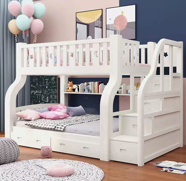 Multiple Variations Customize Quality Bunk Bed with Stairs Drawers Slide Solid Wood with Color & Model Choices