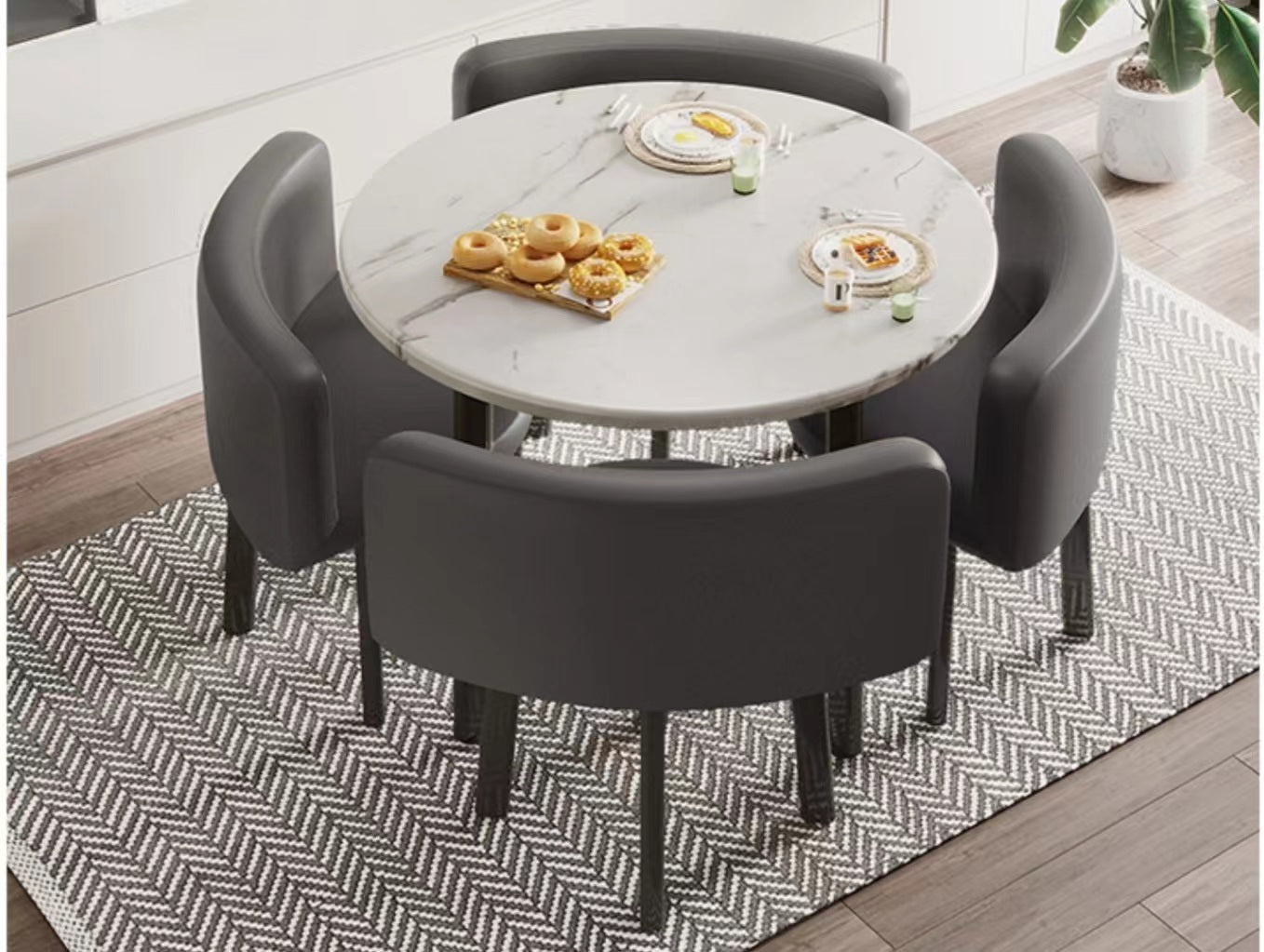 Multiple Variations Modern minimalist folding dining table home small apartment dining table round table leisure negotiation reception table and chair combination"