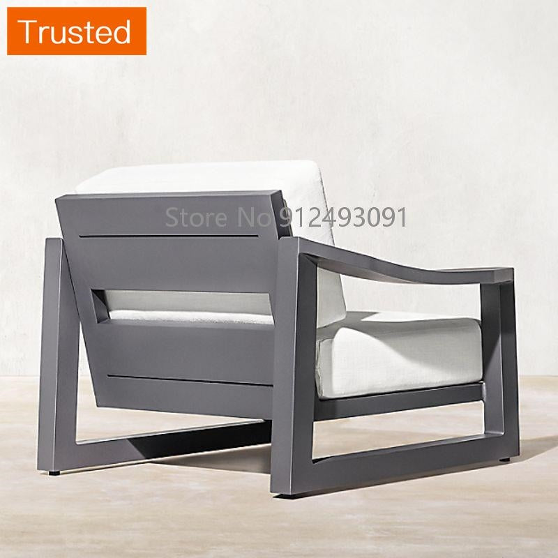 Aluminium Garden Sofa Sets Balcony Furniture Irregular Armrest Club Chair Patio Metal Coffee Table