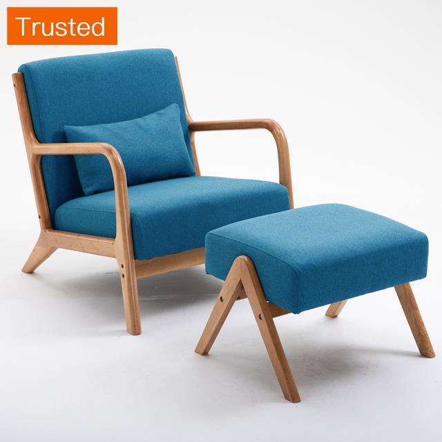 Multiple Variations Modern Solid Wood Fabric Living Room Sofas Lazy Chairs Nordic Single Sofa Chair Bedroom Leisure Room Sofa Furniture L