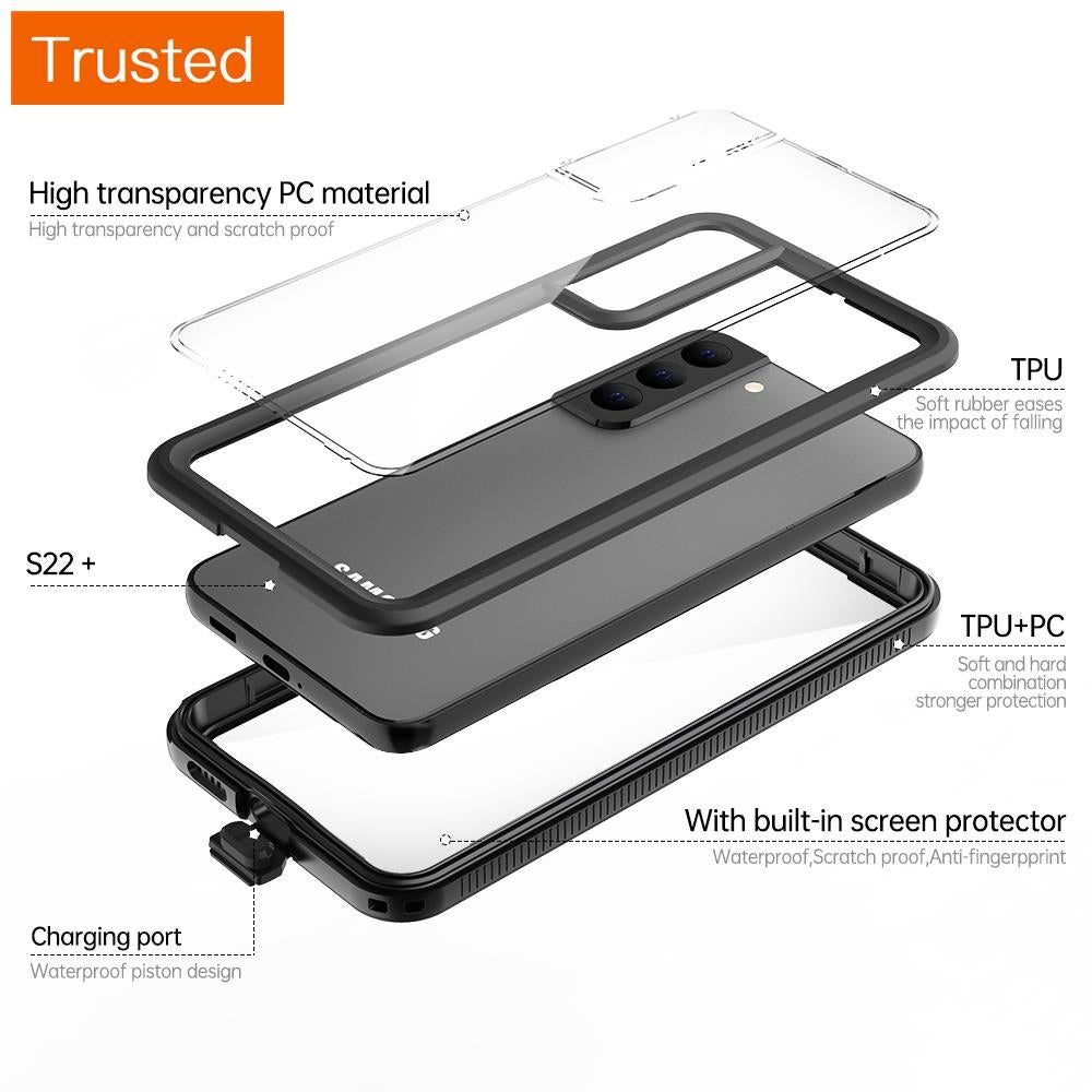 Samsung Galaxy S22 Plus S21 5G S21 FE S20 Note 20 Ultra A03S A13 Diving Case Clear Back Cover 360 Full Body Coverage Protection Cover Swim IP68 HD Waterproof Phone Casing