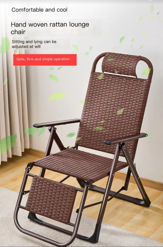 Multiple Variations Rattan rattan chair reclining chair folding lunch break balcony home leisure chair portable backrest chair lazy beach chair