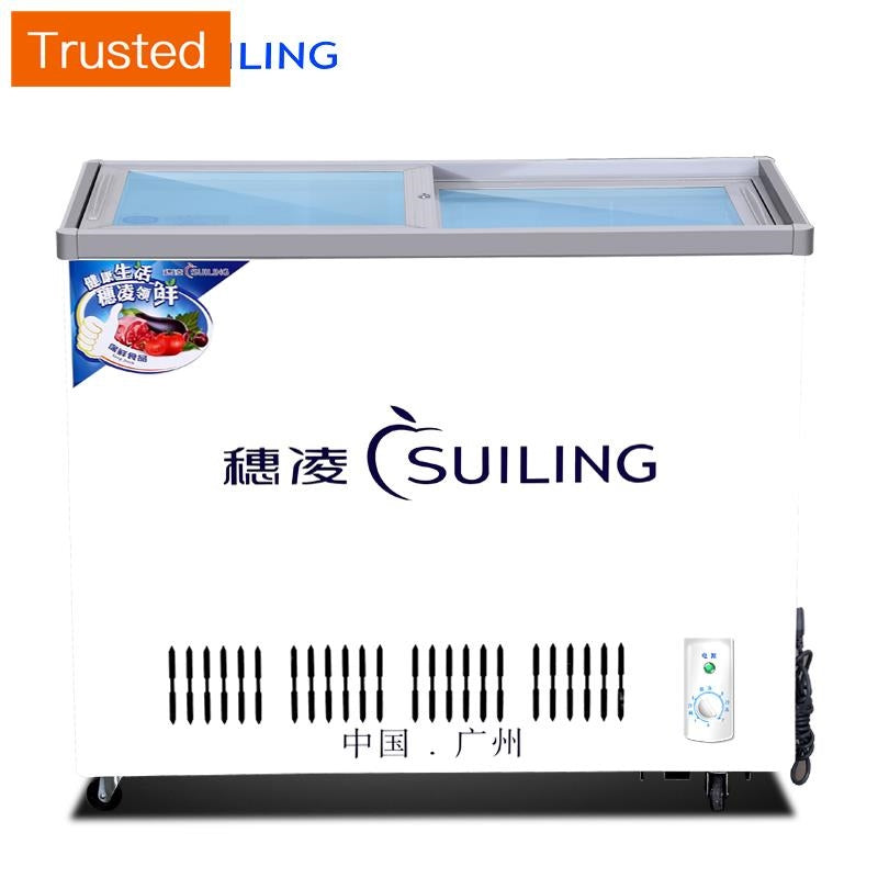 Multiple Variations Guangzhou ling freezers commercial horizontal refrigerated beer beverage freezers frozen ice cream display ark small refrigerator