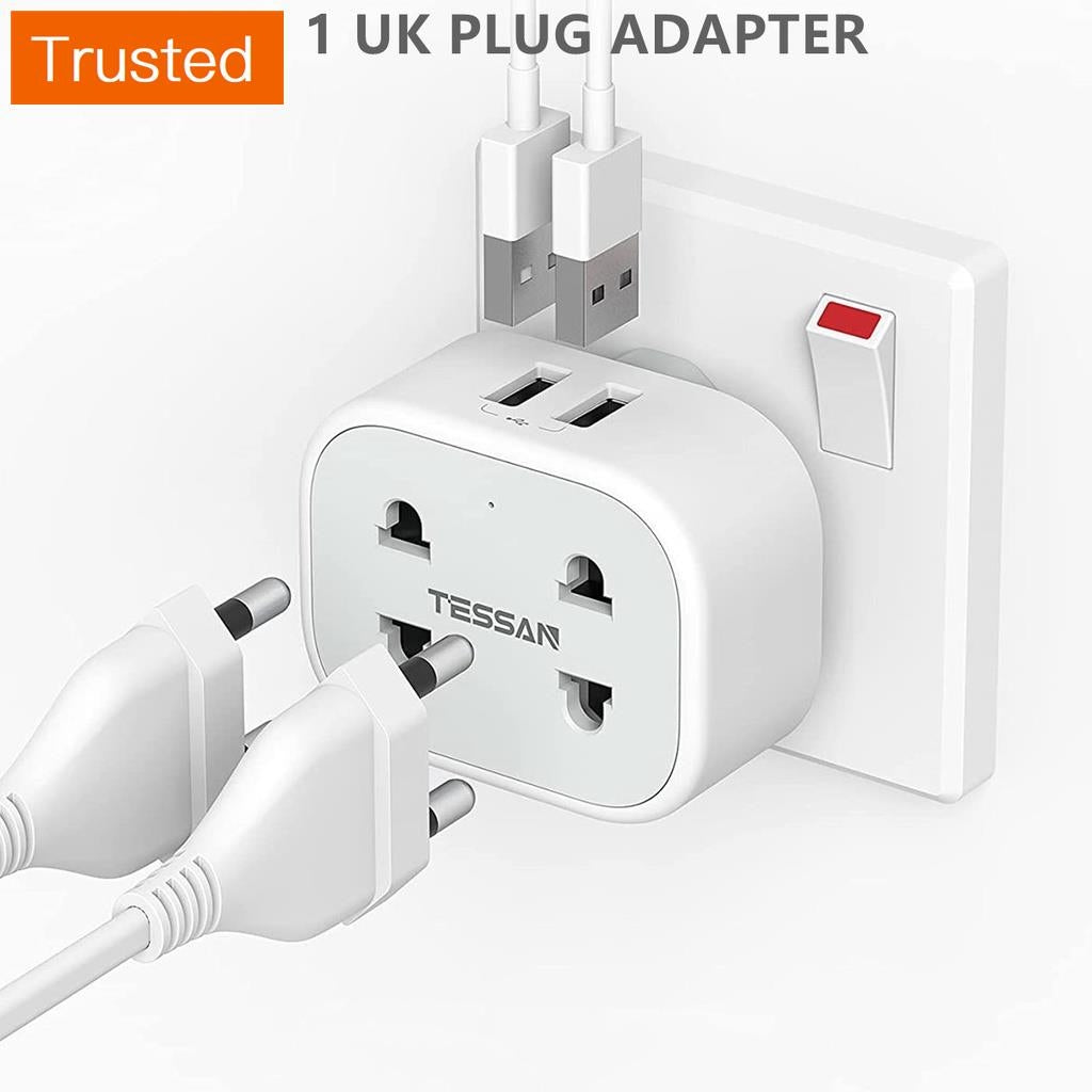 Multi Plug Power Adapter with USB TESSAN Surge Protector Plugs Extension Sockets Wall Charger Adaptor 13A UK Socket