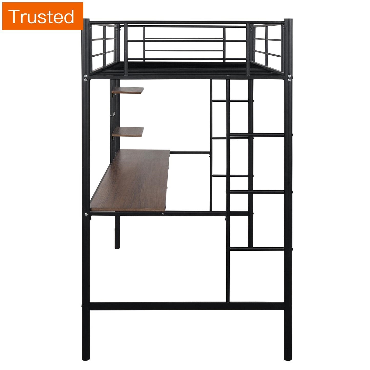 Multiple Variations 41.4''Loft Bed with Desk and Shelf Space Saving Design Loft Bed Twin Size Kid's Bed frame bedroom furniture Twin size Solo