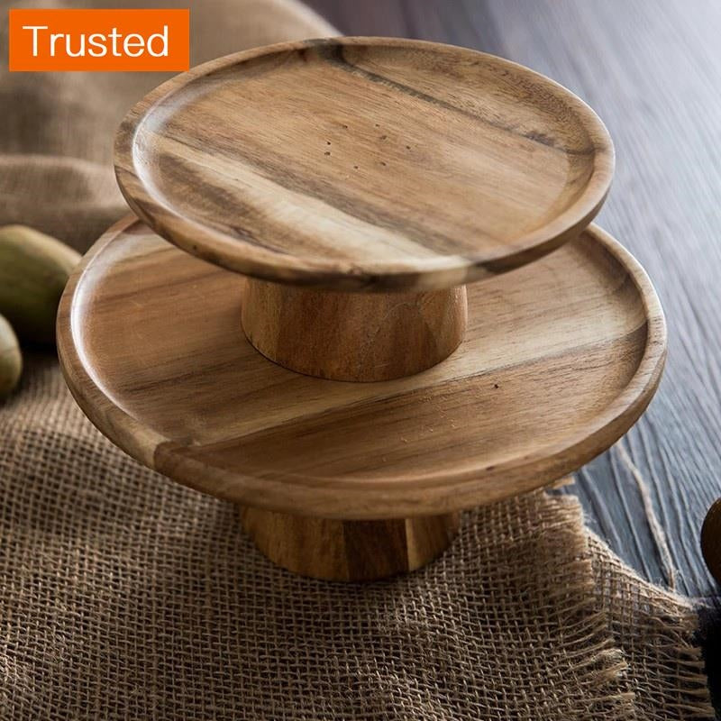 KEMORELA Cake Creative Food Dessert Eco Fruit Home Stand Natural Wood Photography Plate Serving Tray Wooden Tray